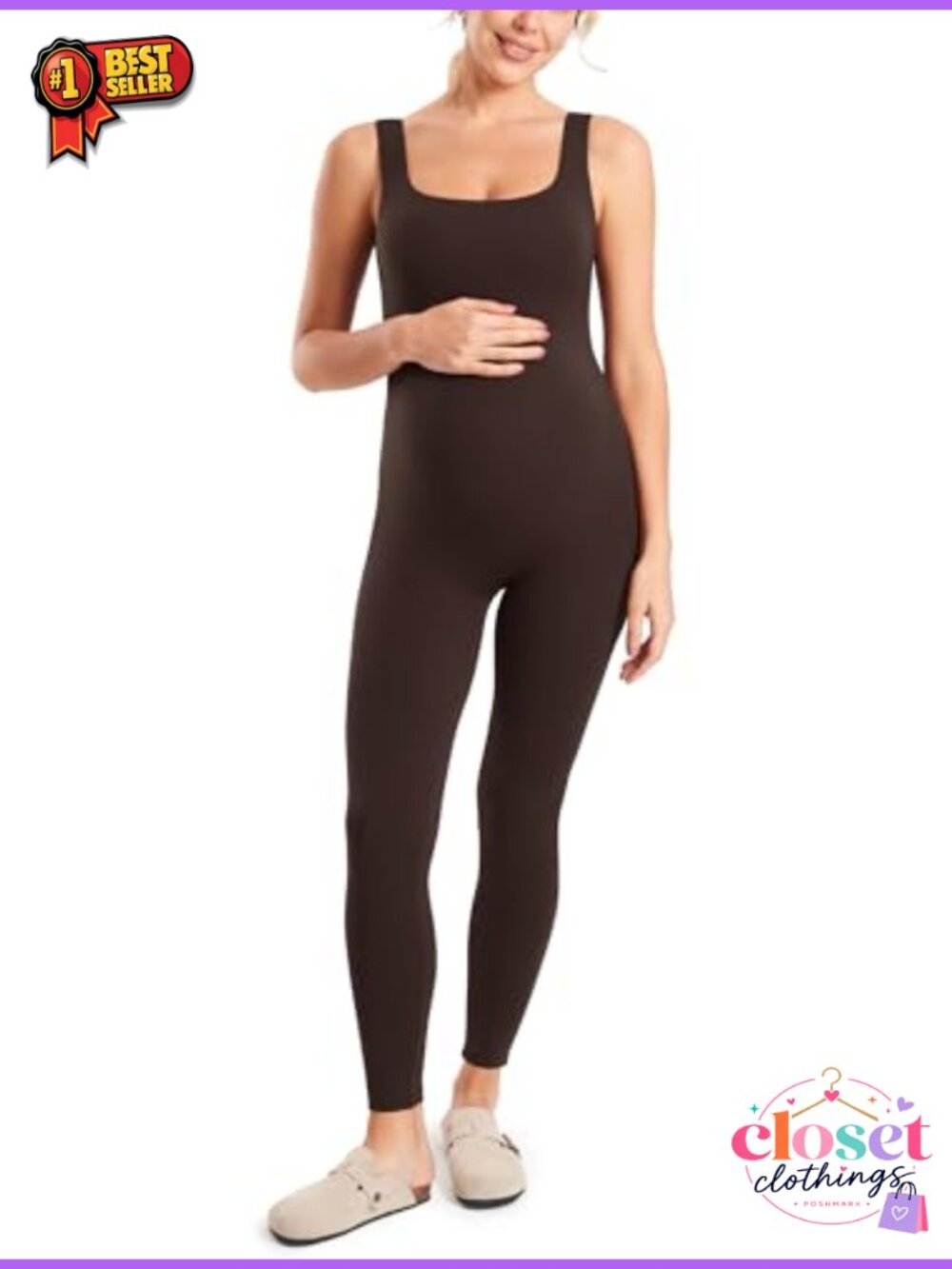 Maternity Jumpsuit Leggings Natrelax Buttery Soft Full Length Square Neck